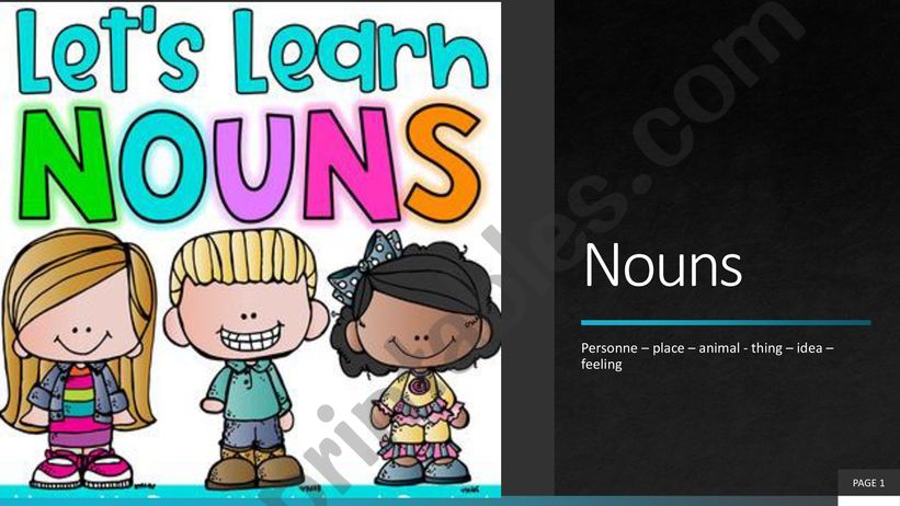 The different types of Nouns powerpoint
