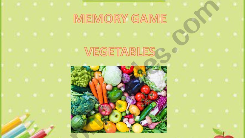 Memory game - Vegetables powerpoint