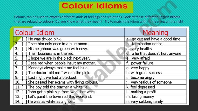 Colour Idioms powerpoint