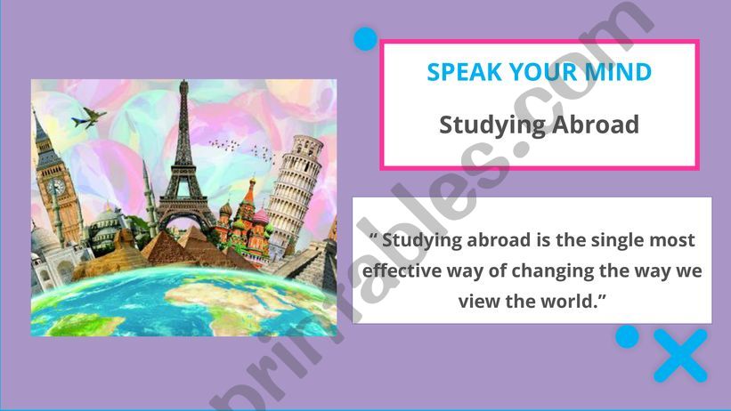 Speaking / Writing activities - Studying abroad