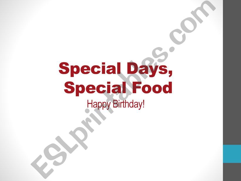 Special days, Special food powerpoint