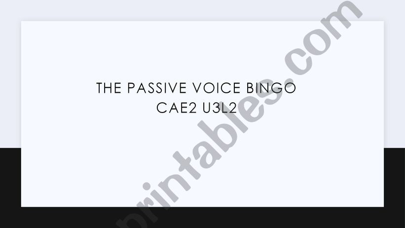 The Passive Voice Bingo powerpoint