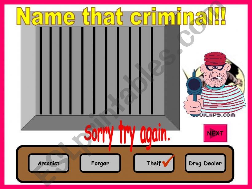 Name that criminal (GAME) powerpoint