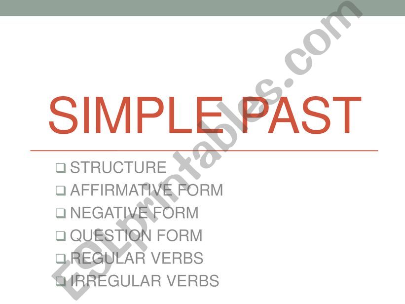 Past simple presentation powerpoint