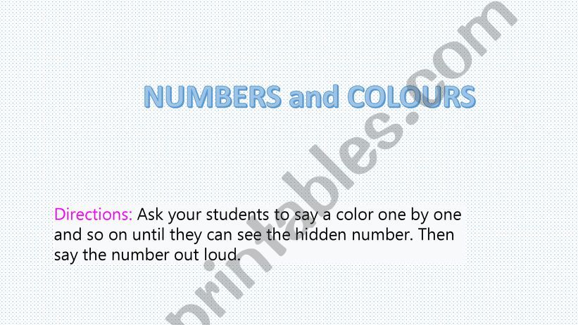 Numbers and Colours - HIDDEN PICTURE
