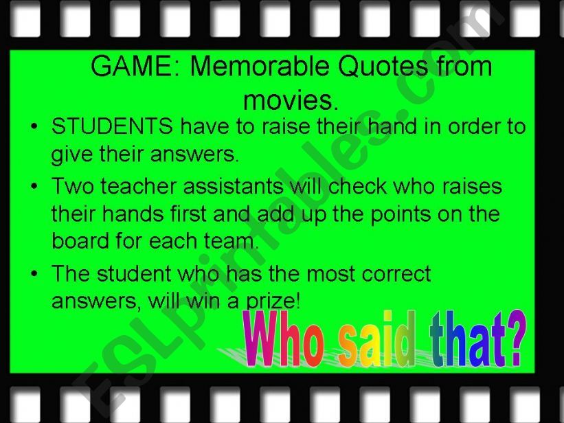 GAME: MEMORABLE QUOTES FROM MOVIES 