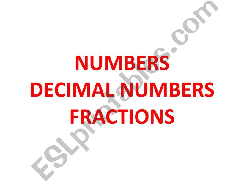 Numbers, decimals, fractions powerpoint