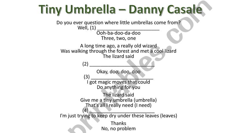 Tiny Umbrella - Danny Casale powerpoint