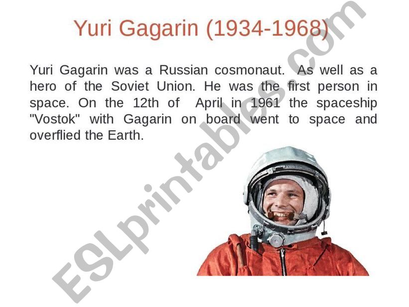 Yurii Gagarin the first man in the space
