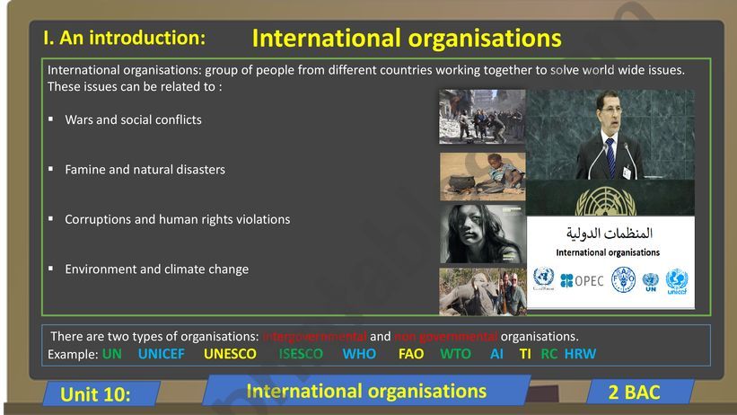 international organizations for 2 bac