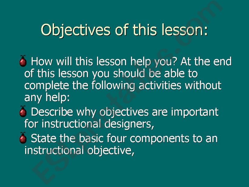 objectives of lessons powerpoint
