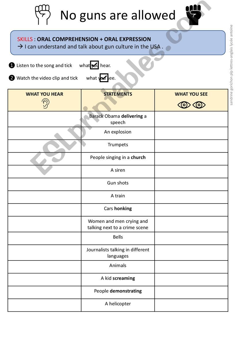 NO GUNS ARE ALLOWED SONG  powerpoint