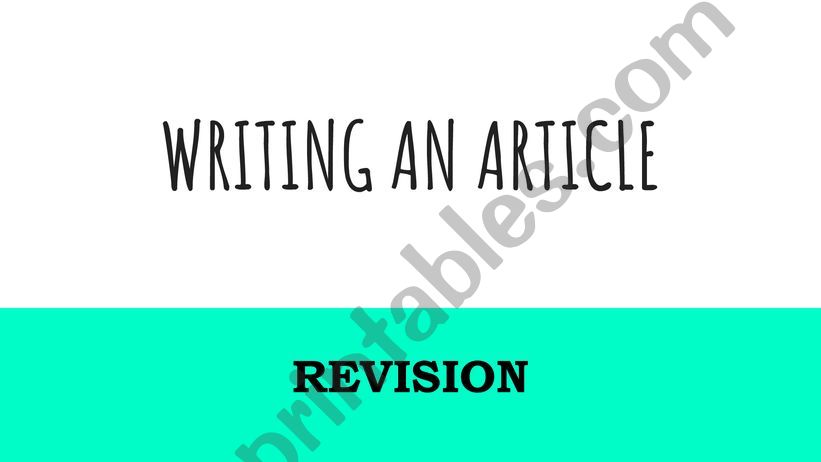 WRITING AN ARTICLE REVISION powerpoint