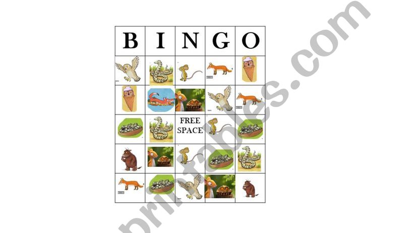 gruffalo bingo  powerpoint