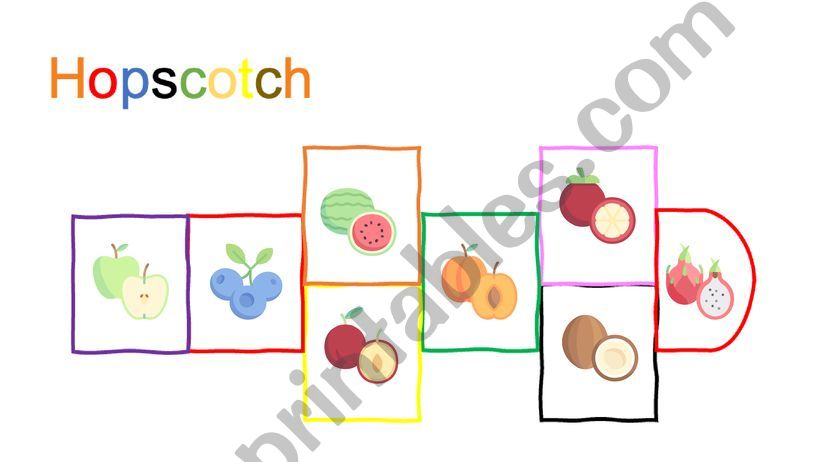 Virtual Hopscotch productive game for virtual (online) teaching and IWBs