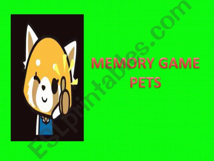 Pets-Memory game powerpoint