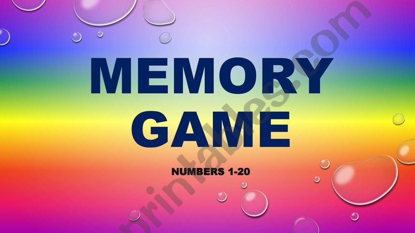 MEMORY GAME-NUMBERS 1 TO 20 powerpoint