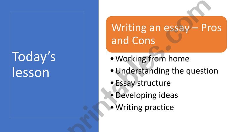 Writing an essay - Pros and Cons