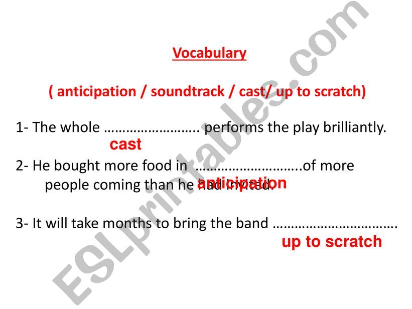 Vocabulary and answering  questions