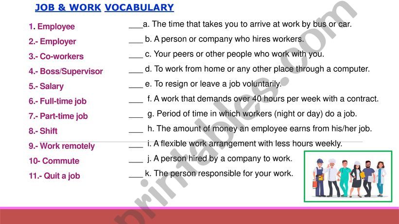Jobs & Work Vocabulary powerpoint