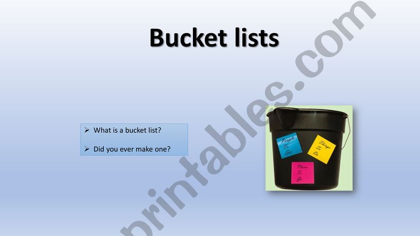 Online teaching - vocabulary lesson plan - bucket lists