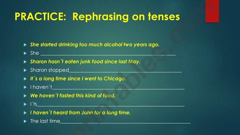 Rephrasing on Tenses_ PRACTICE