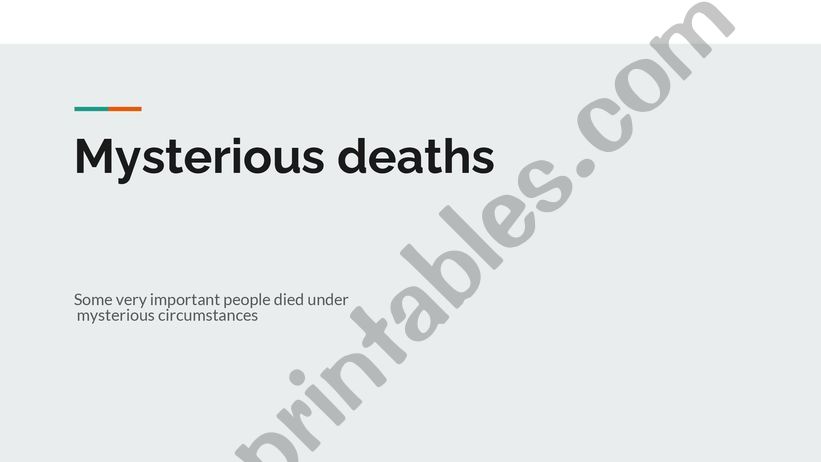 mysterious deaths powerpoint