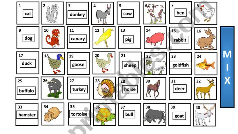 Pelmanism or matching game - animals