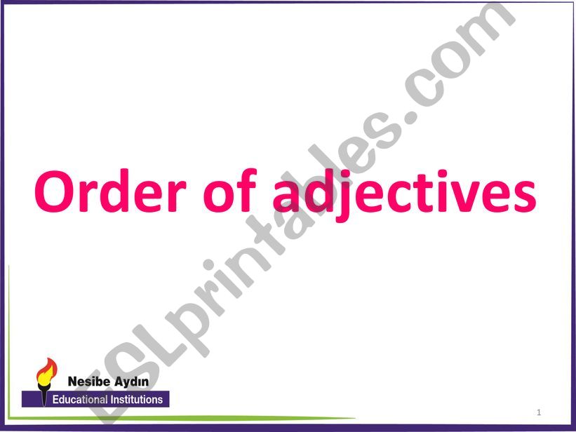 order of adjectives powerpoint