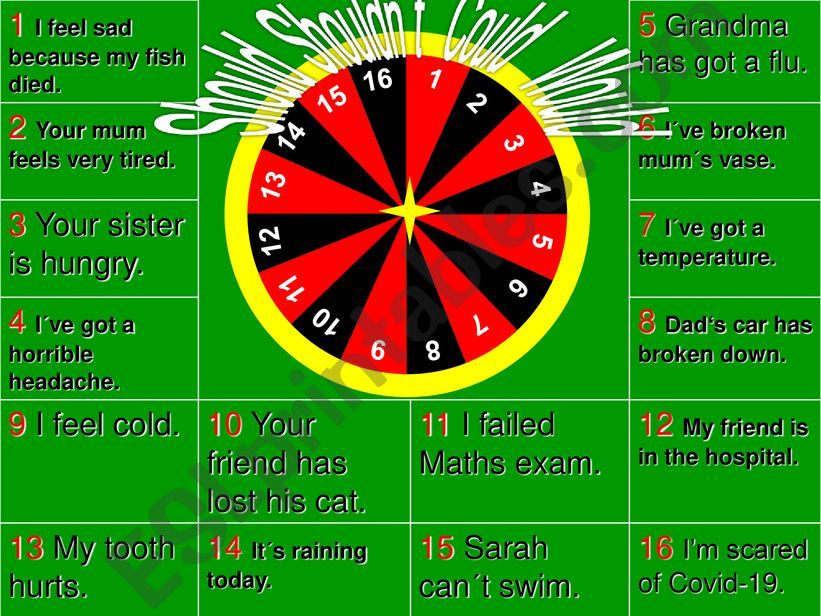 Giving Advice Game - Roulette powerpoint