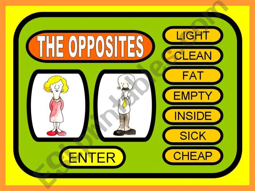 THE OPPOSITES - GAME powerpoint