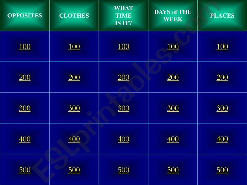 JEOPARDY GAME powerpoint