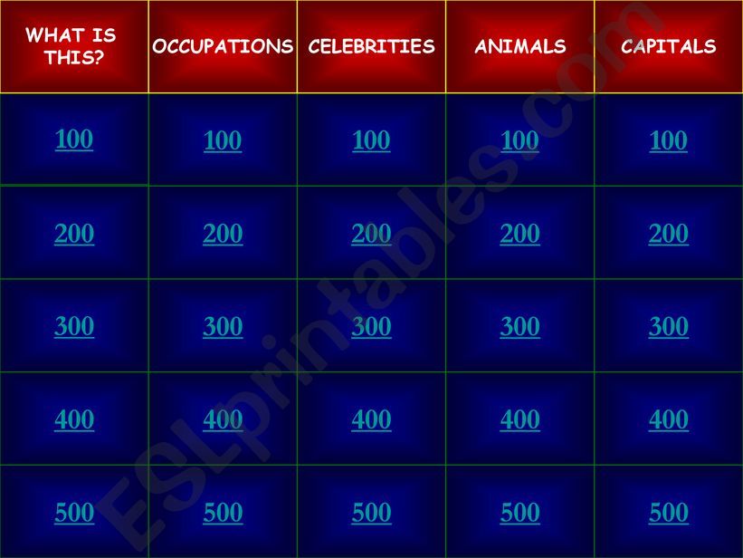 JEOPARDY GAME powerpoint