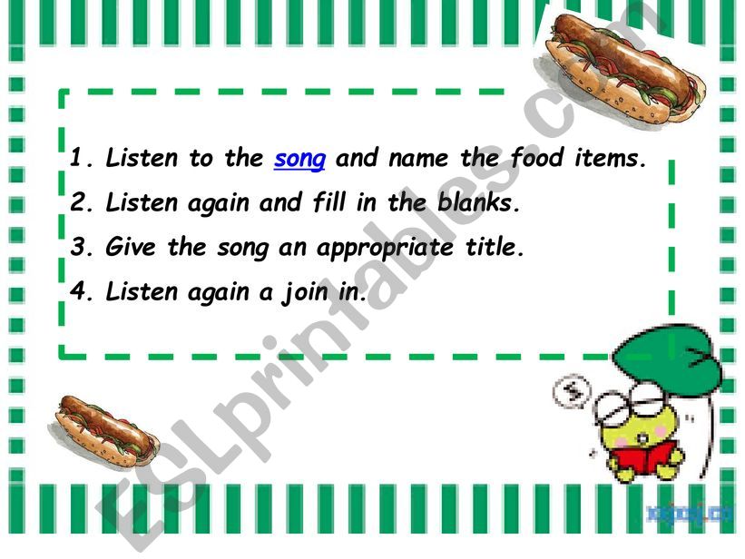 song: Sausage Sandwich powerpoint