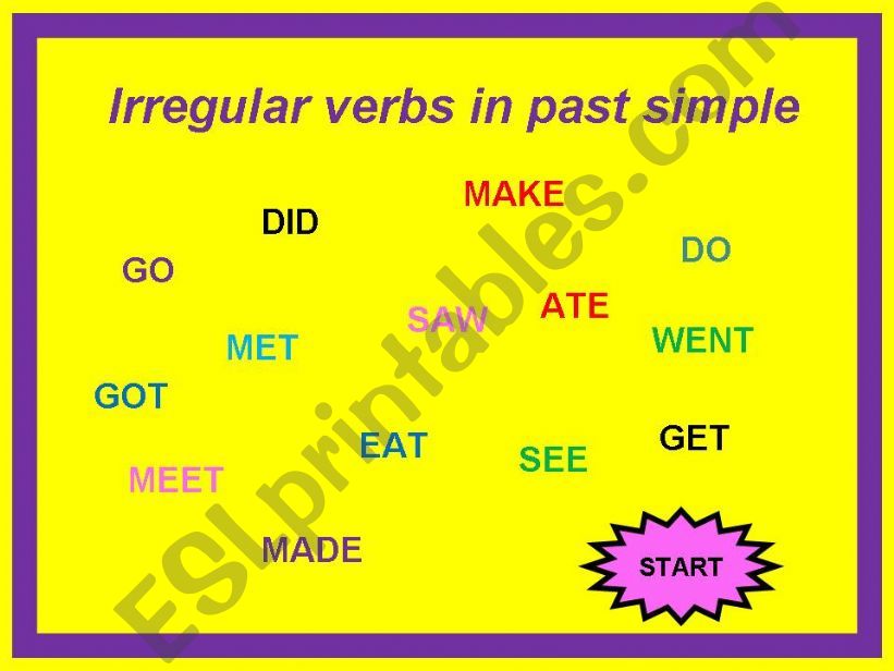 Irregular verbs on the Big Wheel.