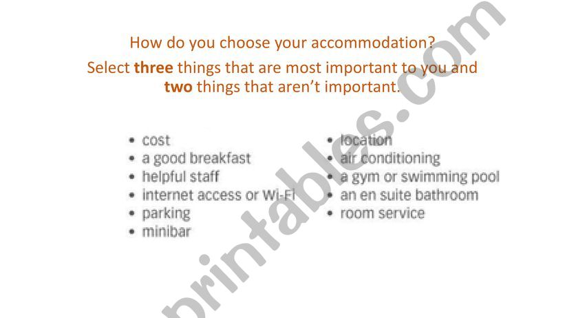 Accommodation and Travel powerpoint