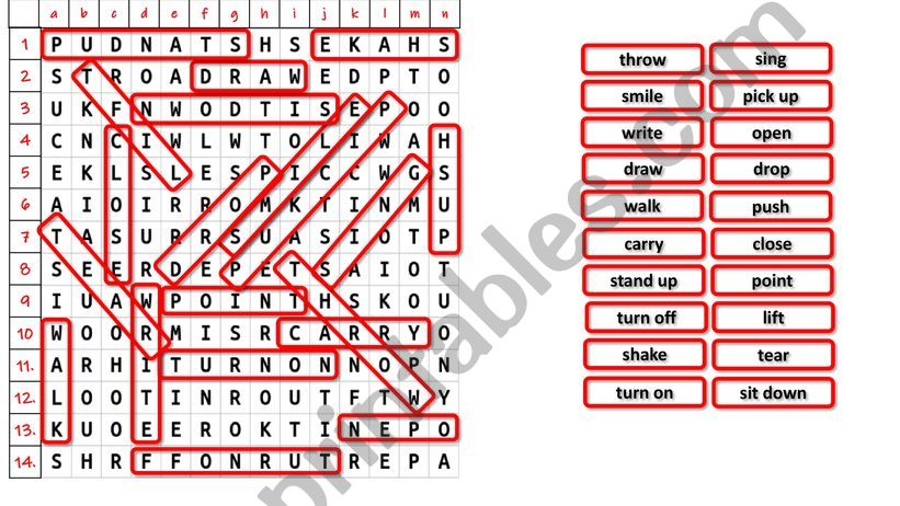 Verbs - PowerPoint Wordsearch powerpoint