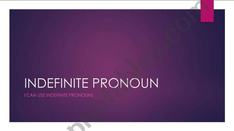 Indefinite pronouns  powerpoint