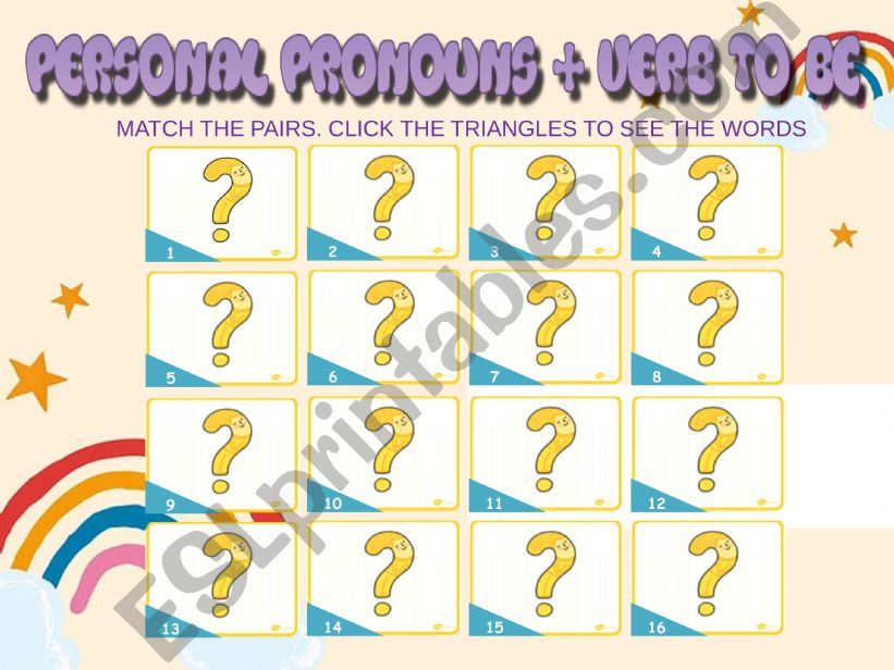 Personal Pronouns Matching Game