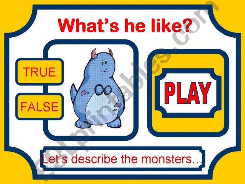 DESCRIBING MONSTERS - GAME powerpoint