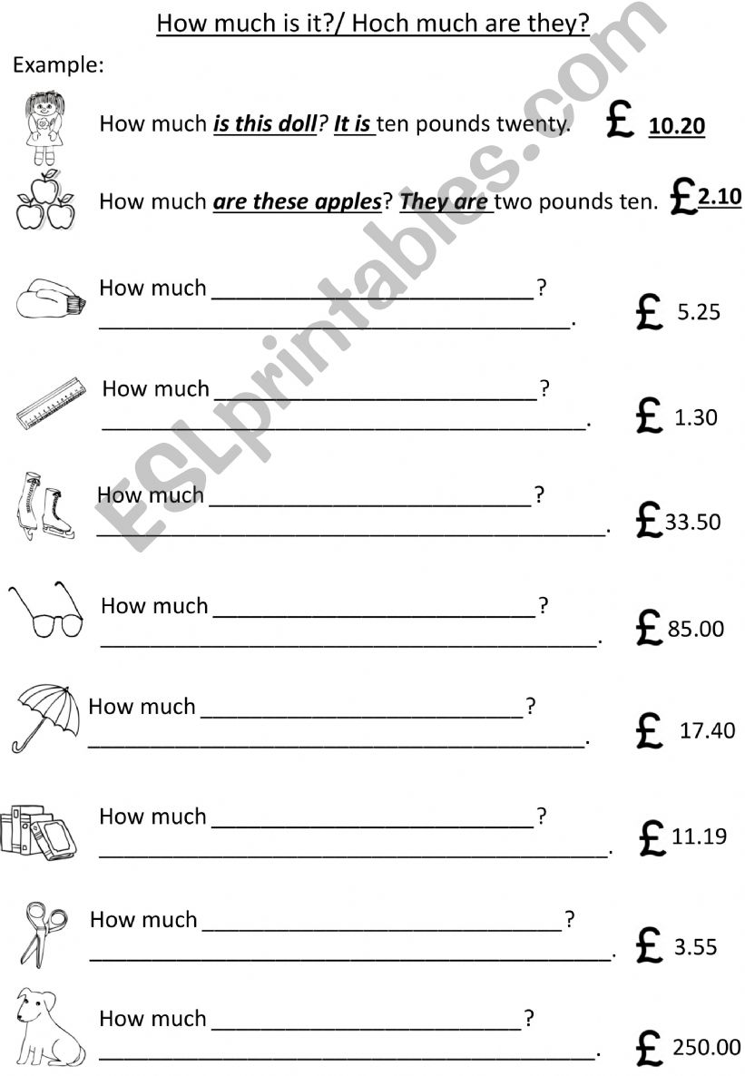 How much is/how much are? powerpoint