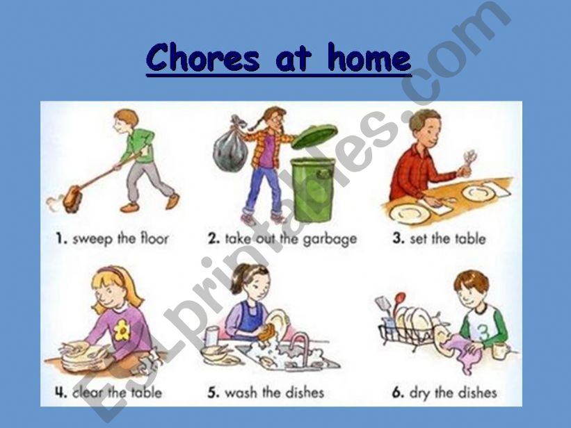 Chores at home, frequency adverbs