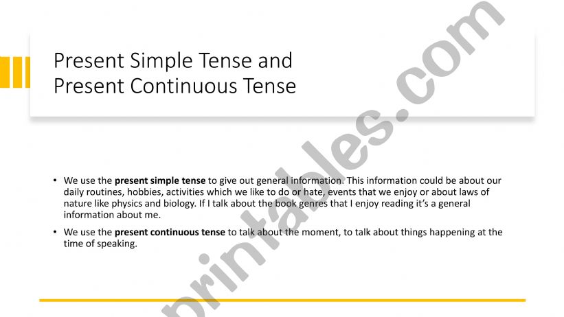 Present Simple vs Present Continuous