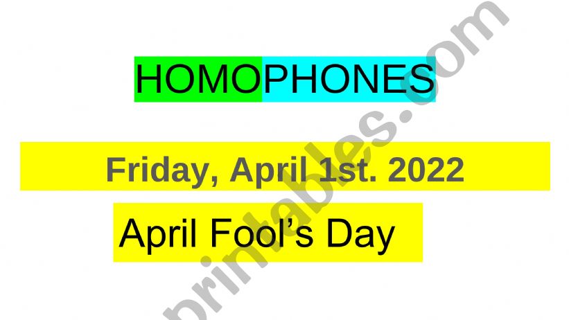 Homophones powerpoint
