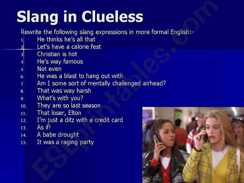 Slang in Clueless & teenage slang
