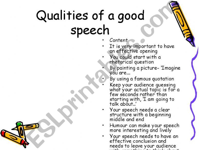 Qualities of a good speech powerpoint