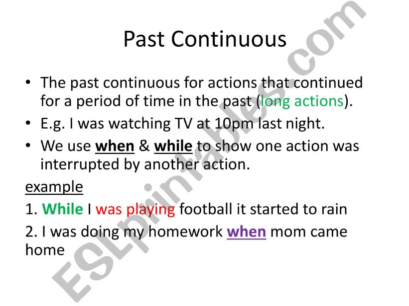 Past Continuous Tense powerpoint