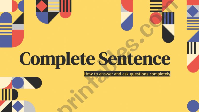 Answering Complete Sentence powerpoint