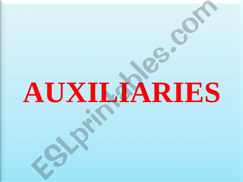 Uses of Auxilairies powerpoint