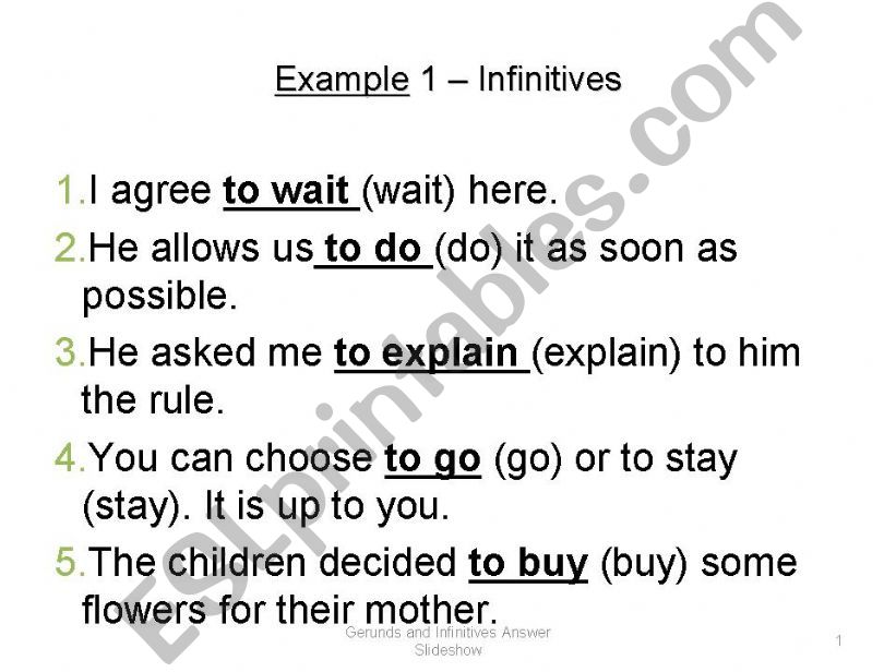 Gerunds and Infinitives Ppt review (see desc.)